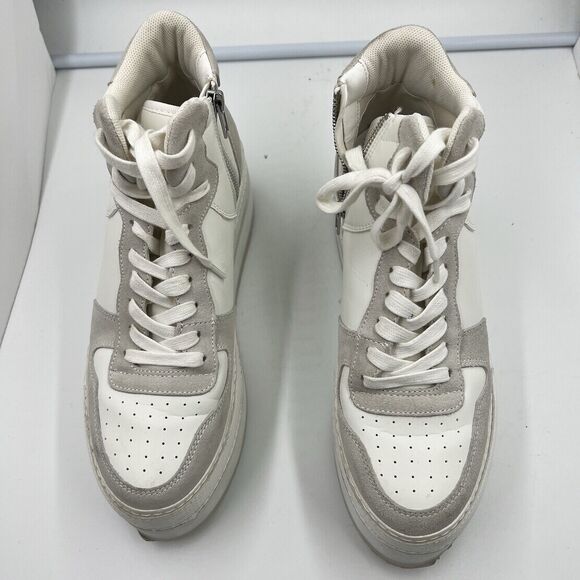 STEVE MADDEN Brodiee Platform Sneaker in Tan White Leather Woman’s Size 9.5 - Picture 3 of 9